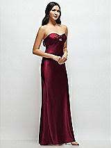 Side View Thumbnail - Cabernet Strapless Bow-Bandeau Cutout Satin Maxi Slip Dress