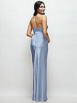 Rear View Thumbnail - Cloudy Strapless Bow-Bandeau Cutout Satin Maxi Slip Dress