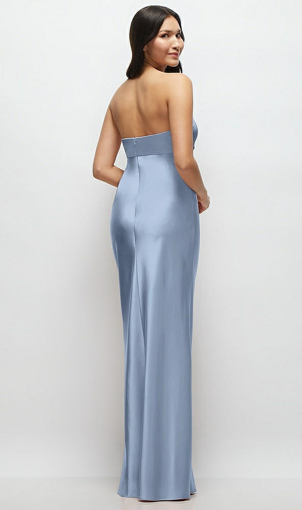 Back View - Cloudy Strapless Bow-Bandeau Cutout Satin Maxi Slip Dress