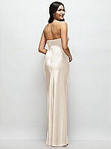 Rear View Thumbnail - Oat Strapless Bow-Bandeau Cutout Satin Maxi Slip Dress