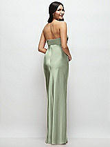 Rear View Thumbnail - Sage Strapless Bow-Bandeau Cutout Satin Maxi Slip Dress