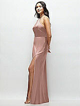 Side View Thumbnail - Neu Nude High Halter Tie-Strap Open-Back Satin Maxi Dress