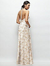 Rear View Thumbnail - Golden Hour High Halter Tie-Strap Open-Back Floral Satin Maxi Dress