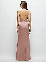 Rear View Thumbnail - Neu Nude Cowl Halter Open-Back Satin Maxi Dress