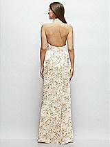 Rear View Thumbnail - Golden Hour Cowl Halter Open-Back Floral Satin Maxi Dress