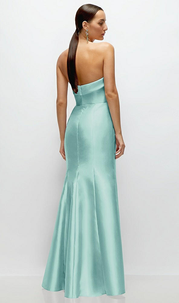 Back View - Coastal Strapless Cuff Neckline Satin Trumpet Gown