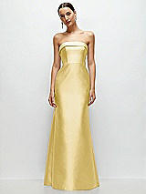 Front View Thumbnail - Maize Strapless Cuff Neckline Satin Trumpet Gown