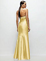 Rear View Thumbnail - Maize Strapless Cuff Neckline Satin Trumpet Gown