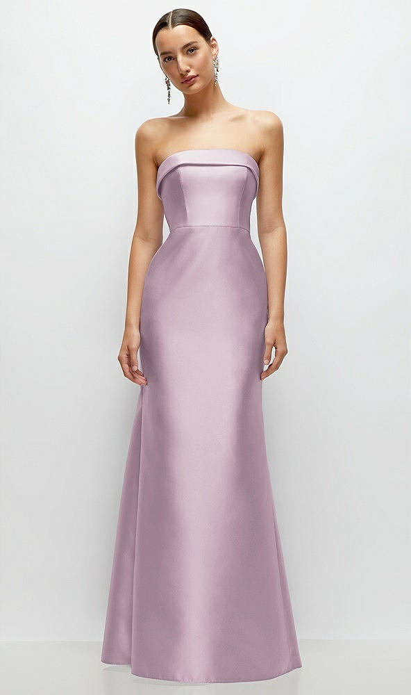 Front View - Suede Rose Strapless Cuff Neckline Satin Trumpet Gown