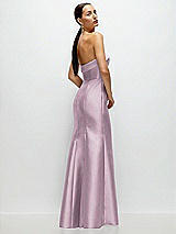 Side View Thumbnail - Suede Rose Strapless Cuff Neckline Satin Trumpet Gown