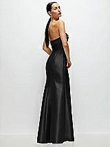 Side View Thumbnail - Black Strapless Cuff Neckline Satin Trumpet Gown