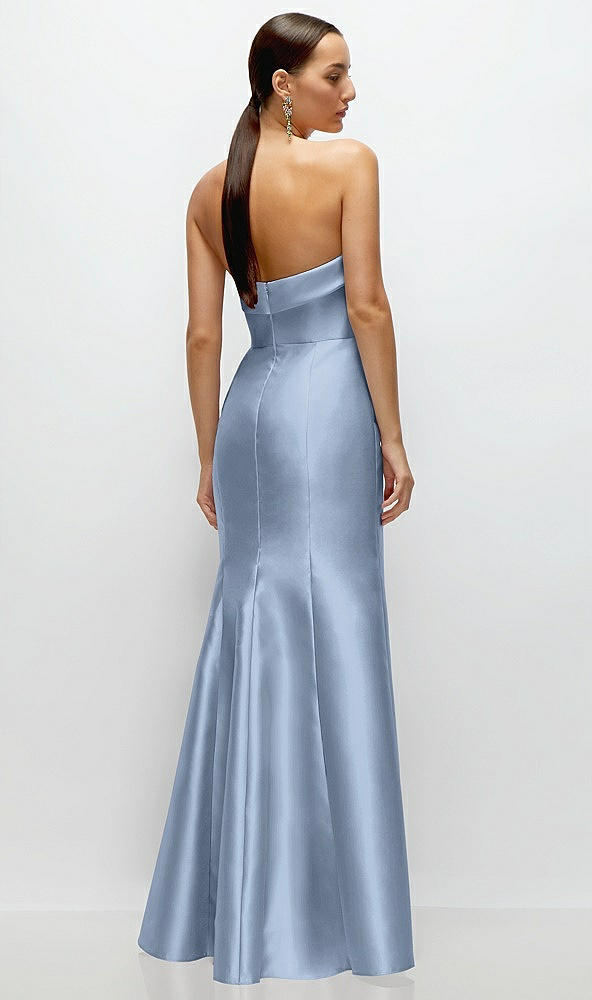 Back View - Cloudy Strapless Cuff Neckline Satin Trumpet Gown