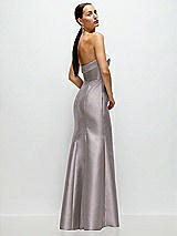 Side View Thumbnail - Cashmere Gray Strapless Cuff Neckline Satin Trumpet Gown