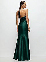 Rear View Thumbnail - Evergreen Strapless Cuff Neckline Satin Trumpet Gown