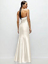 Rear View Thumbnail - Ivory Strapless Cuff Neckline Satin Trumpet Gown