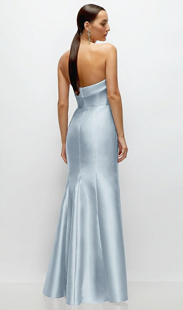 Back View - Mist Strapless Cuff Neckline Satin Trumpet Gown