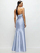 Rear View Thumbnail - Sky Blue Strapless Cuff Neckline Satin Trumpet Gown