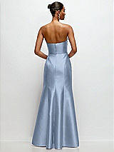 Rear View Thumbnail - Cloudy Strapless Cat-Eye Draped Bodice Satin Tumpet Dress