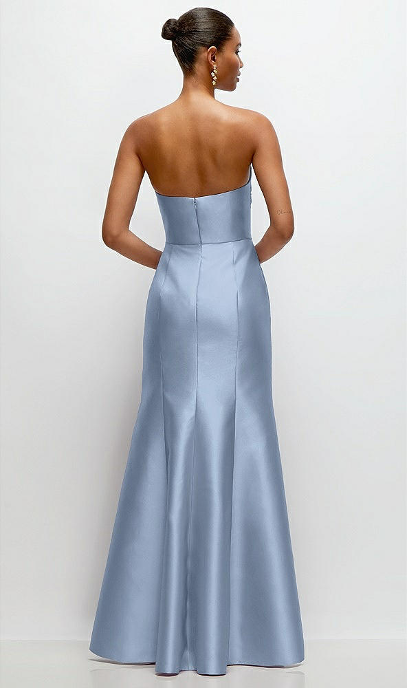 Back View - Cloudy Strapless Cat-Eye Draped Bodice Satin Tumpet Dress