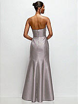 Rear View Thumbnail - Cashmere Gray Strapless Cat-Eye Draped Bodice Satin Tumpet Dress