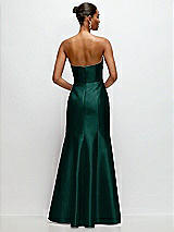 Rear View Thumbnail - Evergreen Strapless Cat-Eye Draped Bodice Satin Tumpet Dress