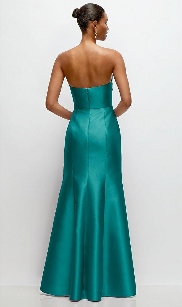 Back View - Jade Strapless Cat-Eye Draped Bodice Satin Tumpet Dress