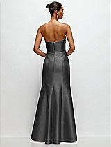 Rear View Thumbnail - Pewter Strapless Cat-Eye Draped Bodice Satin Tumpet Dress