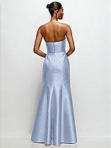 Rear View Thumbnail - Sky Blue Strapless Cat-Eye Draped Bodice Satin Tumpet Dress