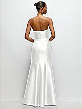 Rear View Thumbnail - White Strapless Cat-Eye Draped Bodice Satin Tumpet Dress