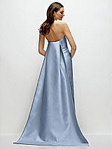 Rear View Thumbnail - Cloudy Strapless Satin Column Dress with Removeable Watteau Train