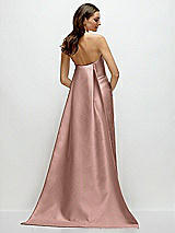 Rear View Thumbnail - Neu Nude Strapless Satin Column Dress with Removeable Watteau Train