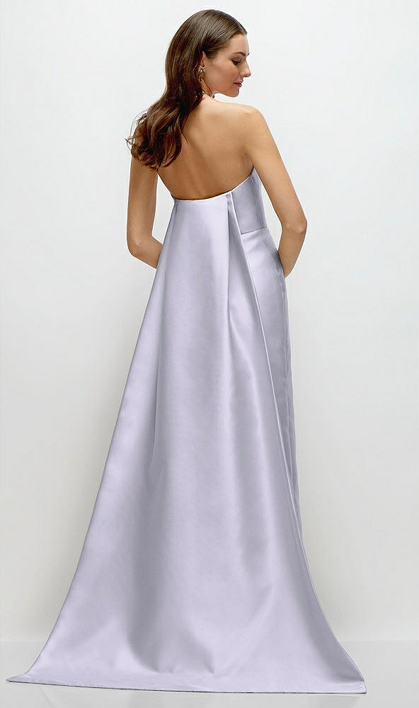 Back View - Silver Dove Strapless Satin Column Dress with Removeable Watteau Train