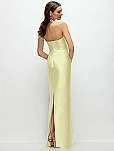 Rear View Thumbnail - Butter Yellow Strapless Satin Column Dress with Back Slit