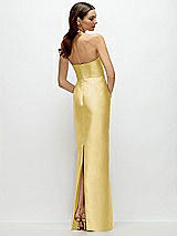 Rear View Thumbnail - Maize Strapless Satin Column Dress with Back Slit