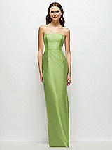 Front View Thumbnail - Mojito Strapless Satin Column Dress with Back Slit