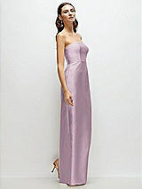 Side View Thumbnail - Suede Rose Strapless Satin Column Dress with Back Slit