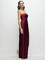 Side View Thumbnail - Cabernet Strapless Satin Column Dress with Back Slit