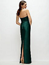 Rear View Thumbnail - Evergreen Strapless Satin Column Dress with Back Slit