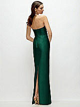 Rear View Thumbnail - Hunter Green Strapless Satin Column Dress with Back Slit