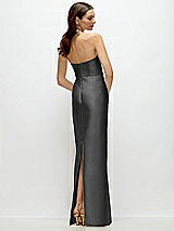 Rear View Thumbnail - Pewter Strapless Satin Column Dress with Back Slit