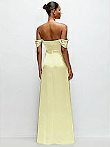 Rear View Thumbnail - Butter Yellow A-Line Satin Maxi Dress with Convertible Off-the-Shoulder or Strapless Looks 