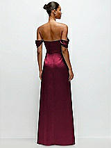 Rear View Thumbnail - Cabernet A-Line Satin Maxi Dress with Convertible Off-the-Shoulder or Strapless Looks 