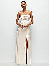 Alt View 2 Thumbnail - Oat A-Line Satin Maxi Dress with Convertible Off-the-Shoulder or Strapless Looks 