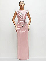 Front View Thumbnail - Ballet Pink High Neck Sleeveless Cap Shoulder Satin Maxi Dress