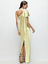 Rear View Thumbnail - Butter Yellow One-Shoulder Bias-Cut Satin Maxi Dress with Cascading Shoulder Bow