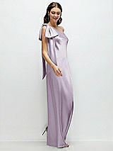 Side View Thumbnail - Lilac Haze One-Shoulder Bias-Cut Satin Maxi Dress with Cascading Shoulder Bow