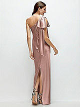 Rear View Thumbnail - Neu Nude One-Shoulder Bias-Cut Satin Maxi Dress with Cascading Shoulder Bow