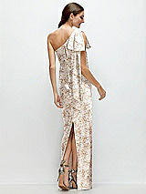 Rear View Thumbnail - Golden Hour One-Shoulder Bias-Cut Floral Satin Maxi Dress with Cascading Shoulder Bow