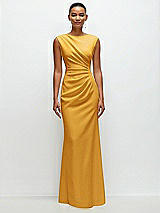 Front View Thumbnail - NYC Yellow Sleeveless Cap Shoulder Crepe Maxi Dress with Trumpet Skirt