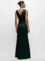 Rear View Thumbnail - Evergreen Sleeveless Cap Shoulder Crepe Maxi Dress with Trumpet Skirt